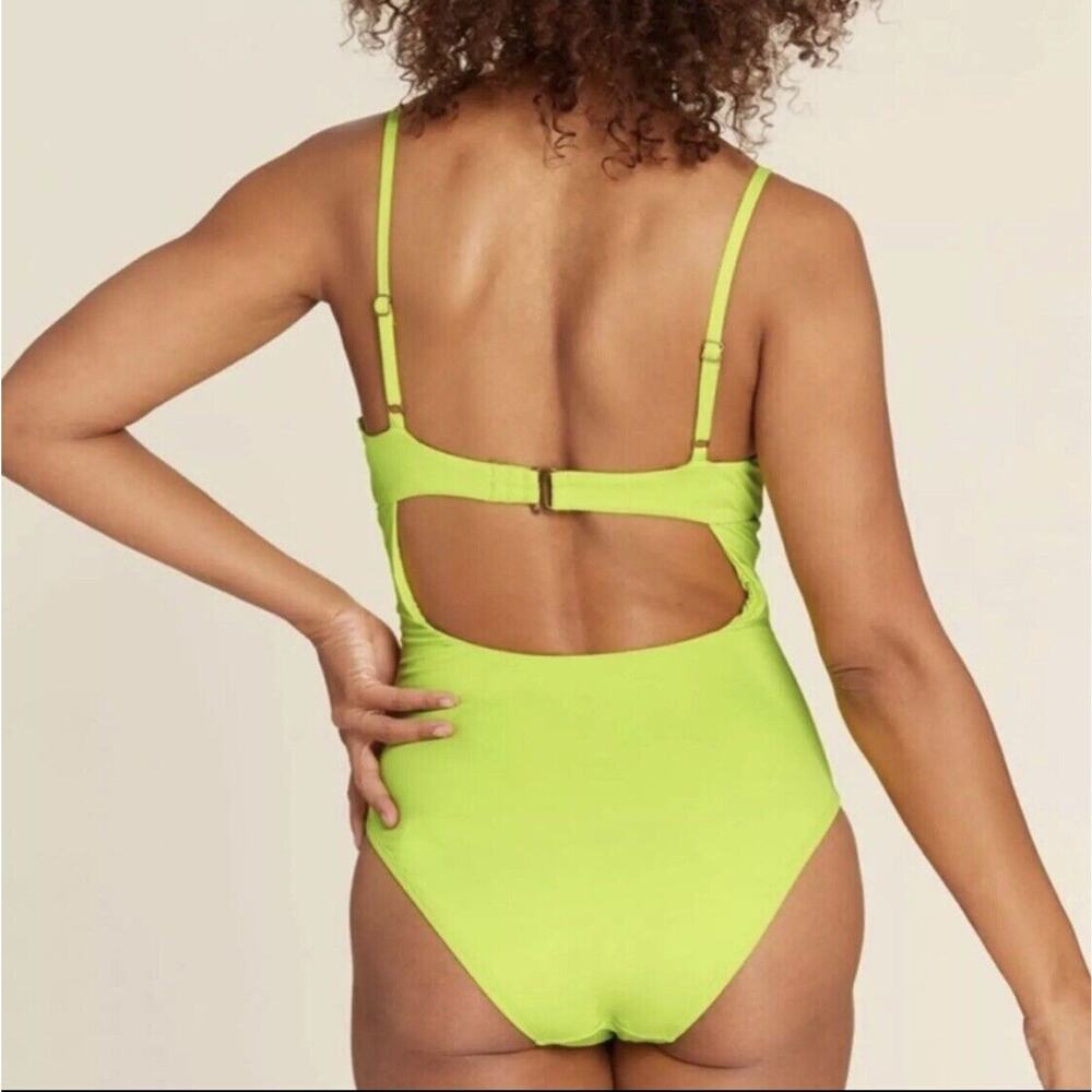 NEW Andie Swim The Bermuda One Piece Swimsuit Neon Yellow Size Large - Picture 3 of 11